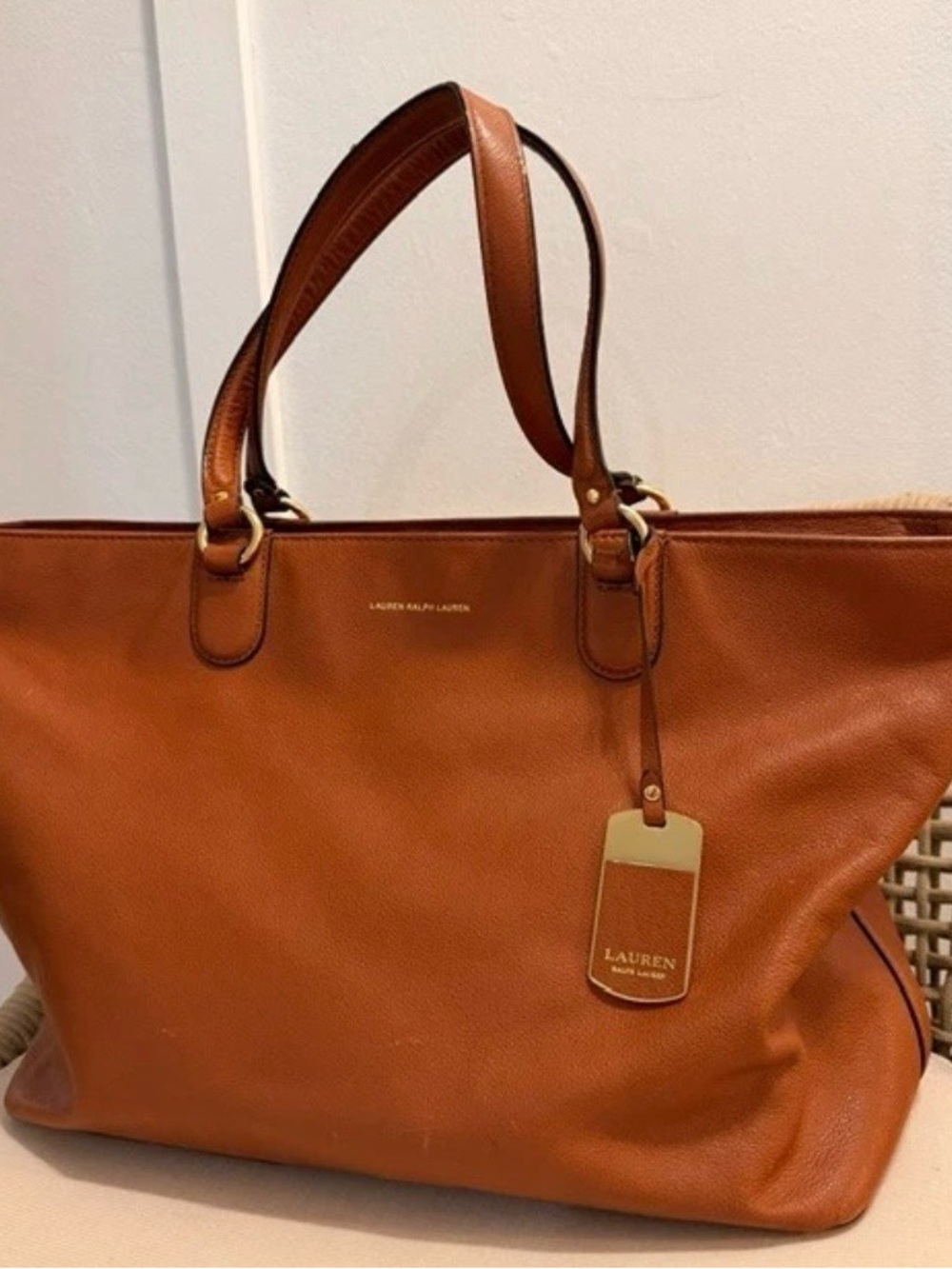 Lauren Ralph Lauren Tan Leather Tote Bag